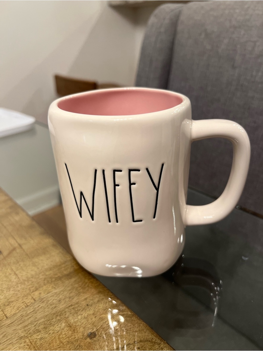 Rae Dunn Pink Interior 'Wifey' Ceramic Mug